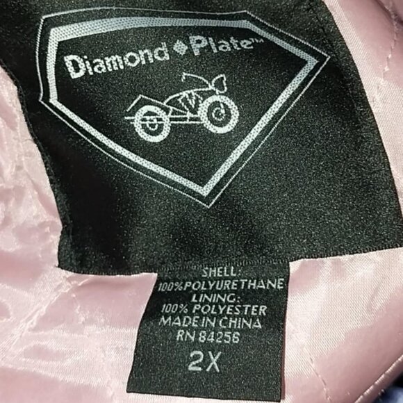 Diamond Plate Womens Leather Style Jacket. Black With Pink Flames. Size 2X - Picture 5 of 5